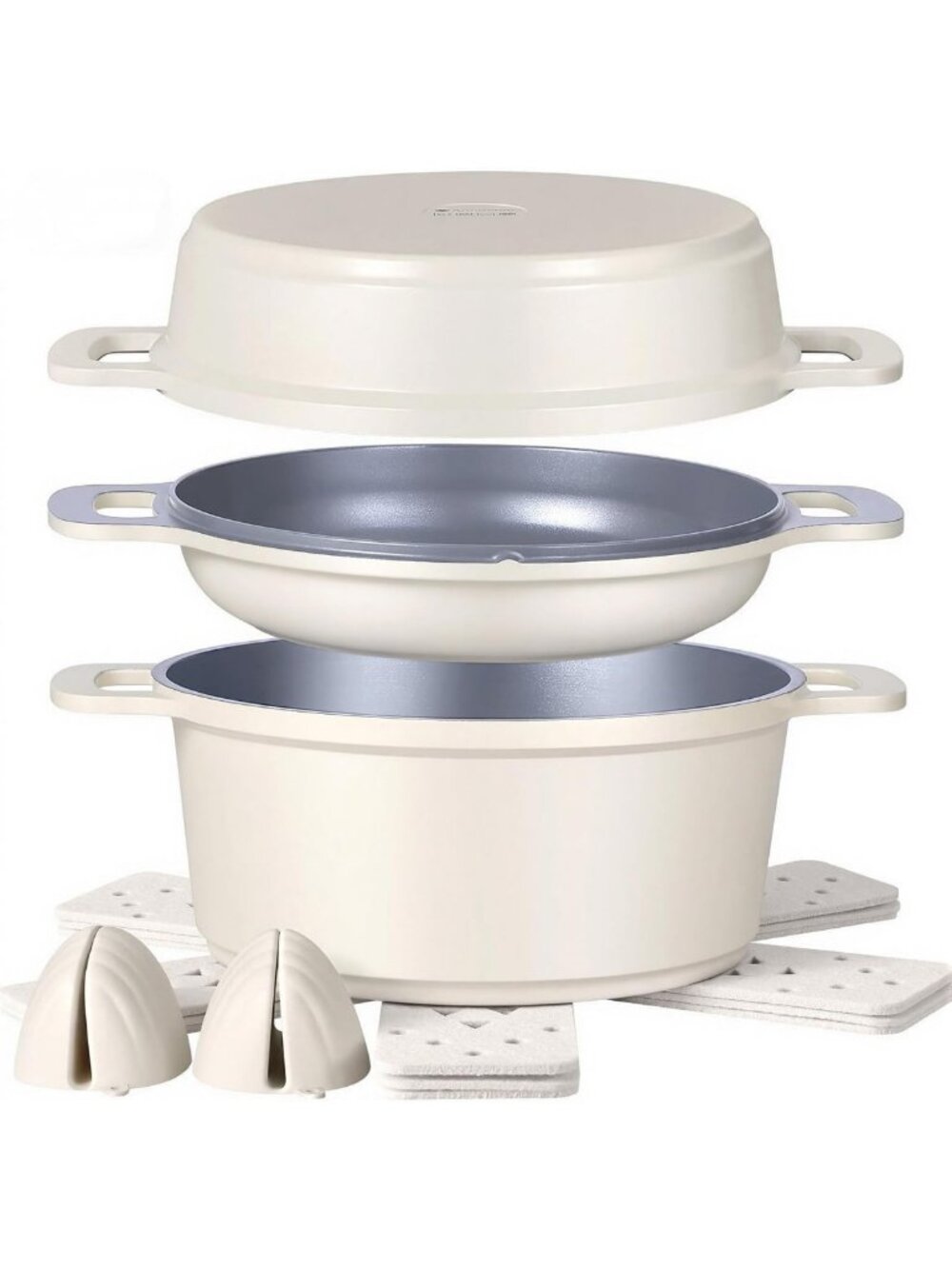 8-Piece Non-Stick Ceramic Cooking Pot Set, 4.5 Qt Soup Pot, Dishwasher & Oven